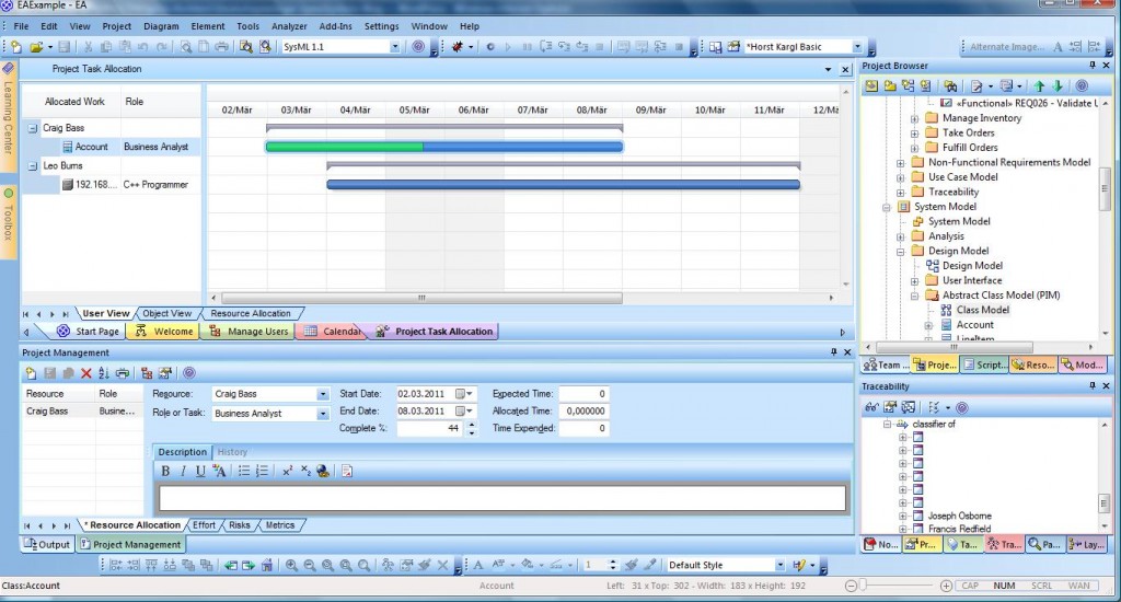 Gant Charts im EA