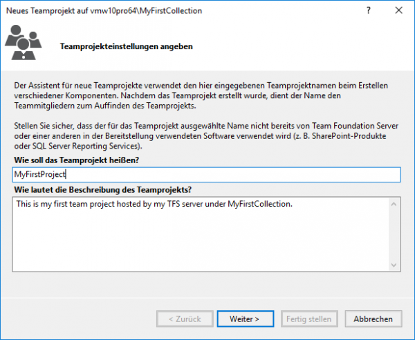 Neues TFS Teamprojekt mit Visual Studio erstellen – Enterprise ...